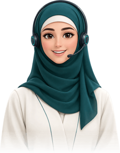 Nasmah, Nasma's AI calling agent, wearing a headset
